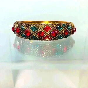 Vintage rhinestone and  brass child’s bracelet.